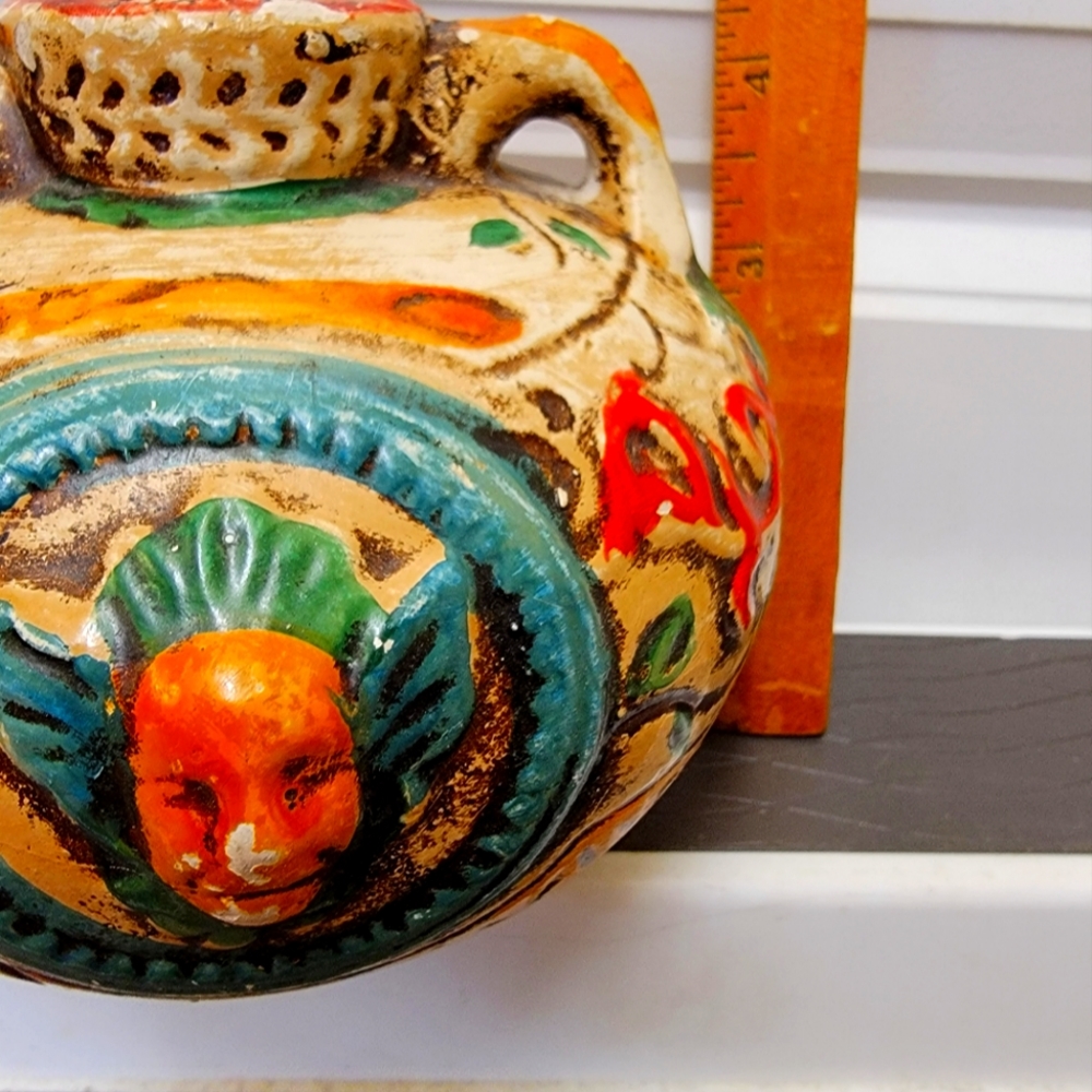 Vintage Ceramic Tribal Theme Bud Vase Japon